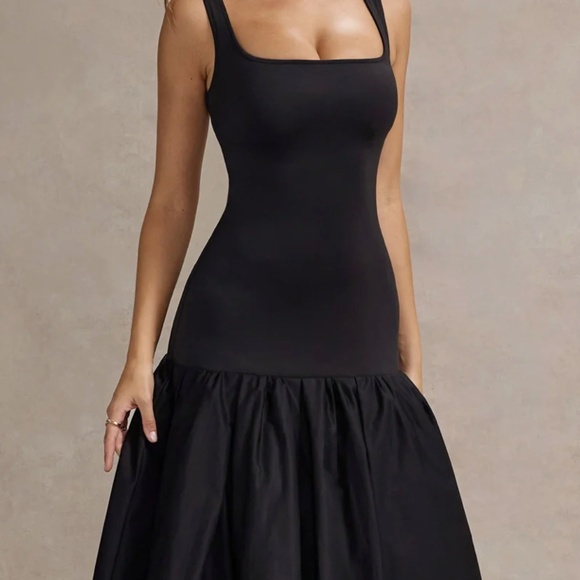 Club L London Black Drop-Waist Tulle Midi Dress – Size US 12 - Picture 3 of 10